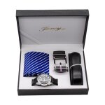 Sharphy coffret montre homme + bracelet en cuir + cravate - quartz mode bracelet en cuir noir cadeau ...