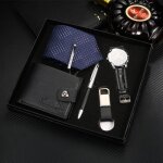 Sharphy coffret montre homme + cravate - portefeuille porte - cls stylo mode noir cadeau de nol