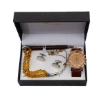 Sharphy coffret montre homme + stylo + boutons de manchette + collier ? mode marron luxe cadeaux de no�l ...