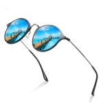 Sharphy lunettes de soleil femme cadre rond mode m�tal bleu lunettes de soleil polaris�es pour homme ...