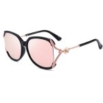 Sharphy lunettes de soleil femme mode m�tal polaris�e conduire fleurs diamant sport voyager rose