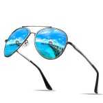 Sharphy lunettes de soleil homme aviateur double faisceau m�tal 2021 l�t� mode bleu p�che conduire