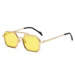 Sharphy lunettes de soleil homme cadres polygonaux mode m�tal jaune femme haute qualit� conduite sport ...