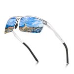 Sharphy lunettes de soleil homme cyclisme cadre rectangulaire m�tal mode conduire bleu anti - uv