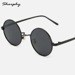 Sharphy� lunettes de soleil homme femme noir frame grandes lunette rondes verre de lunettes gris