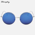 Sharphy� lunettes de soleil homme femme r�tro argent frame grandes lunette rondes verre de lunettes bleu ...