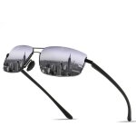 Sharphy lunettes de soleil homme sans cadre m�tal lentille rectangulaire mode noir polaris�es sport conduire ...
