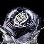 Sharphy montre automatique homme de marque 2019 m�canique bracelet squelette skeleton date �tanche noir ...