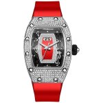 Sharphy montre femme de marque cadran tonneau quartz diamant bracelet en silicone étanche mode rouge ... Sharphy montre femme de marque cadran tonneau quartz diamant bracelet en silicone étanche mode rouge ...