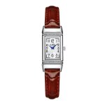 Sharphy montre�femme de marque diamant cadran rectangulaire bracelet en cuir filles rouge r�versible ...