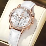 Sharphy montre femme lumineux multifonction étanche à leau bracelet en cuir blanc diamant mode élégant ... Sharphy montre femme lumineux multifonction étanche à leau bracelet en cuir blanc diamant mode élégant ...