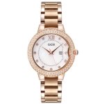 Sharphy montre�femme de luxe de marque diamants or rose affichage du calendrier bracelet en acier �tanche ...