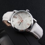 Sharphy� montre femme marque de luxe diamant rose �tanche bracelet en cuir blanc