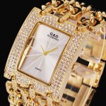 Sharphy� montre femme marque de luxe dor case pleine de diamants carre quartz analogique jolie �l�gante ...