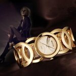 Sharphy magnifique montre femme marque de luxe dor diamant quartz analogique bracelet