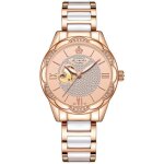 Sharphy montre�femme m�canique automatique diamants mode bracelet en acier blanc rose luxe