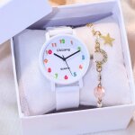 Sharphy montre fille avce bracelet mignon lune blanc bracelet en cuir montre tudiante diamant adolescent ...