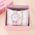 Sharphy montre fille enfant et bracelet papillon diamant mode bracelet en cuir rose adolescent