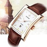 Sharphy les montres hommes de marque 2019 bracelet blanc or carre cuir �tanche dateur montre