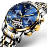 Sharphy montre homme automatique marque de luxe 2021 men watch bracelet �tanche or et bleu