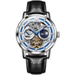 Sharphy montre homme de marque cadran squelette automatique m�canique chronographes affichage des phases ...