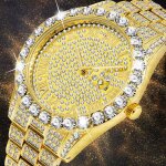 Sharphy montre homme luxes de marque 2020 nouveau bracelet quartz grand diamant plaqu� or 18k
