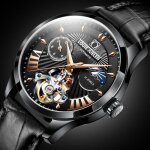 Sharphy montre homme m�canique automatique �vider lumineux temp�rament bracelet en cuir �tanche mouvement ...