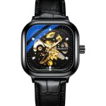 Sharphy montre homme de marque mécanique automatique mode cool bracelet en cuir noir cadran squelette ... Sharphy montre homme de marque mécanique automatique mode cool bracelet en cuir noir cadran squelette ...
