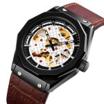 Sharphy montre homme m�canique cadran squelette lumineux mode automatique bracelet en cuir de marque ...