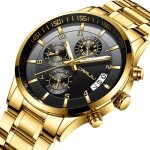 Sharphy montre homme de marque or 2019 mode chronographe bracelet acier inoxydable dateur �tanche quartz ...