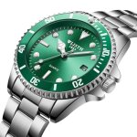 Sharphy montre homme quartz calendrier lumineux multifonction bracelet en acier �tanche argent vert cadeau ...