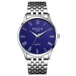 Sharphy montre homme quartz lumineux haute qualit� bracelet en acier �tanche classique argent bleu