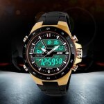 Sharphy® superbe montre homme de marque sport led numérique analogique doré étanche militaire Sharphy® superbe montre homme de marque sport led numérique analogique doré étanche militaire