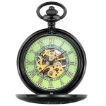 Sharphy montre de poche mecanique montres hommes retro horloge pendentif collier bijoux accessoire vert ...