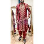 Sherwani kurta tenue indien homme rouge sari bollywood mariage