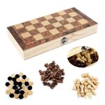 Jeu de dames - shipenophy - 3 en 1 - bois - portable - dveloppement intellectuel