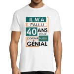T - shirt - anniversaire - 40 ans - humour - homme - manches courtes - col arrondi