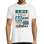 T - shirt - anniversaire - 80 ans - humour - homme - manches courtes - col arrondi