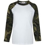 T - shirt baseball enfant - camouflage vert - manches longues - doux et extensible