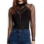 T - shirt body - morgan - julie - manches longues - col montant - effet transparent