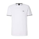 T - shirt boss taul ? coton stretch piqu & rayures contrastes ? blanc ? homme