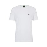 T - shirt boss tee blanc regular fit en coton stretch avec logo contrastant