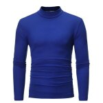T - shirt  col roul  manches longues pour homme - funmoon - pure color - bleu marine - coupe ajuste ...