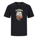 T - shirt en coton noir uni coupe droite avec imprim tte de mort