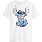 T - shirt disney - stitch sketch - blanc - coton - manches courtes