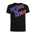 T - shirt emporio armani homme noir  logo multicolore - manches courtes - 100% coton