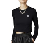 T - shirt femme - adidas originals - rib top - manches longues - noir / blanc