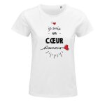 T - shirt femme - c?ur damour - s - 100% coton bio - manches courtes - col capuche