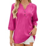 T - shirt femme col v avec boutons manches 3 - 4 casual tee shirt ete lache couleur unie confortable ... T - shirt femme col v avec boutons manches 3 - 4 casual tee shirt ete lache couleur unie confortable ...