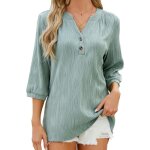 T - shirt femme col v avec boutons manches 3 - 4 casual tee shirt ete lache couleur unie confortable ... T - shirt femme col v avec boutons manches 3 - 4 casual tee shirt ete lache couleur unie confortable ...